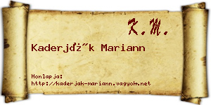 Kaderják Mariann névjegykártya