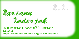 mariann kaderjak business card